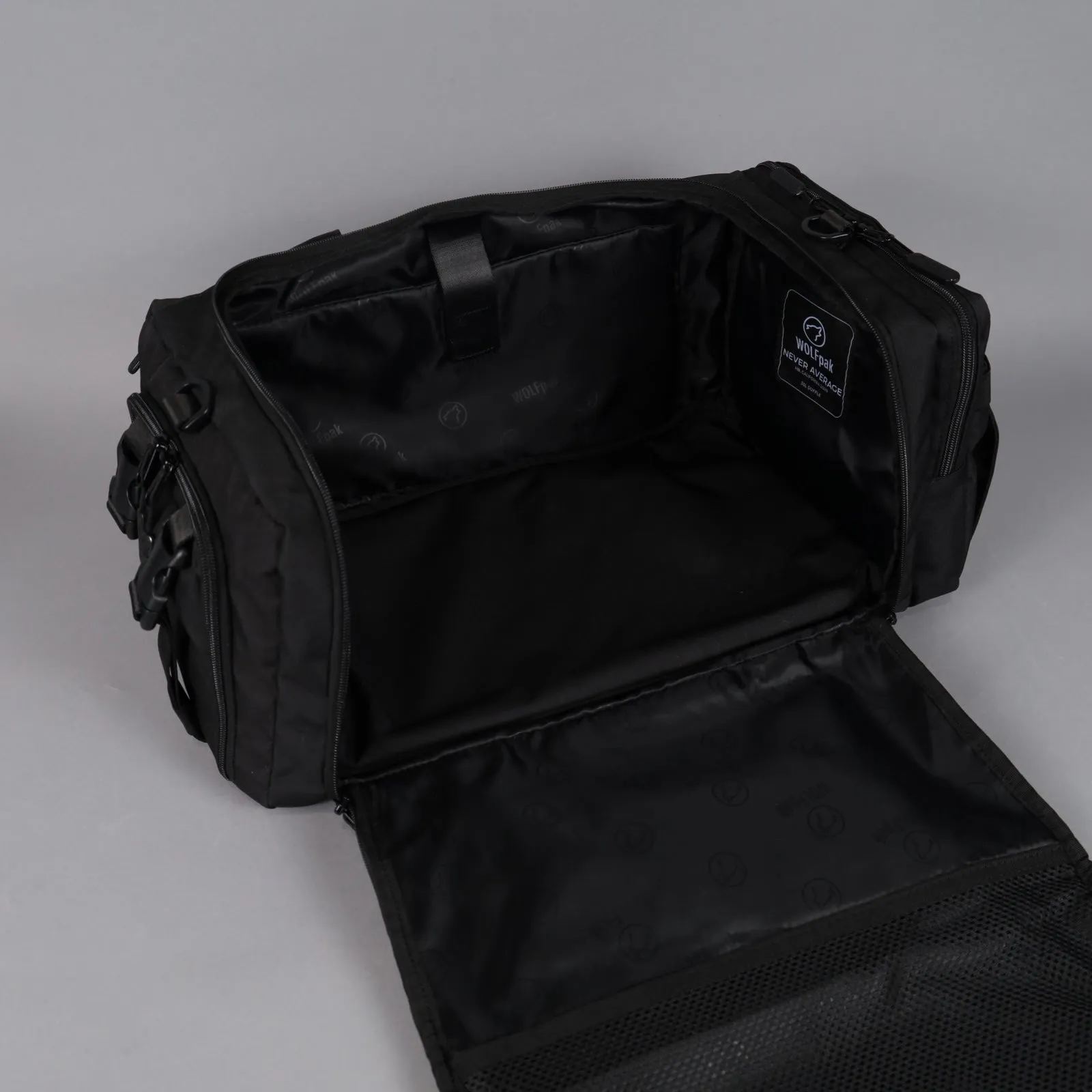 30L Perfect Duffle Bag Alpha Black (3 Pockets w/Full Velcro Front)