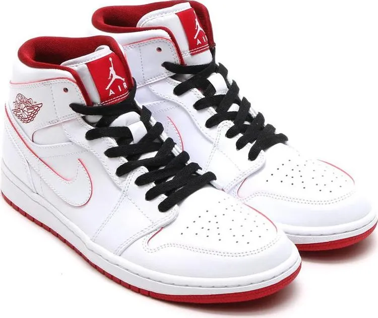 Air Jordan 1 Retro Mid White Gym Red Sneakers