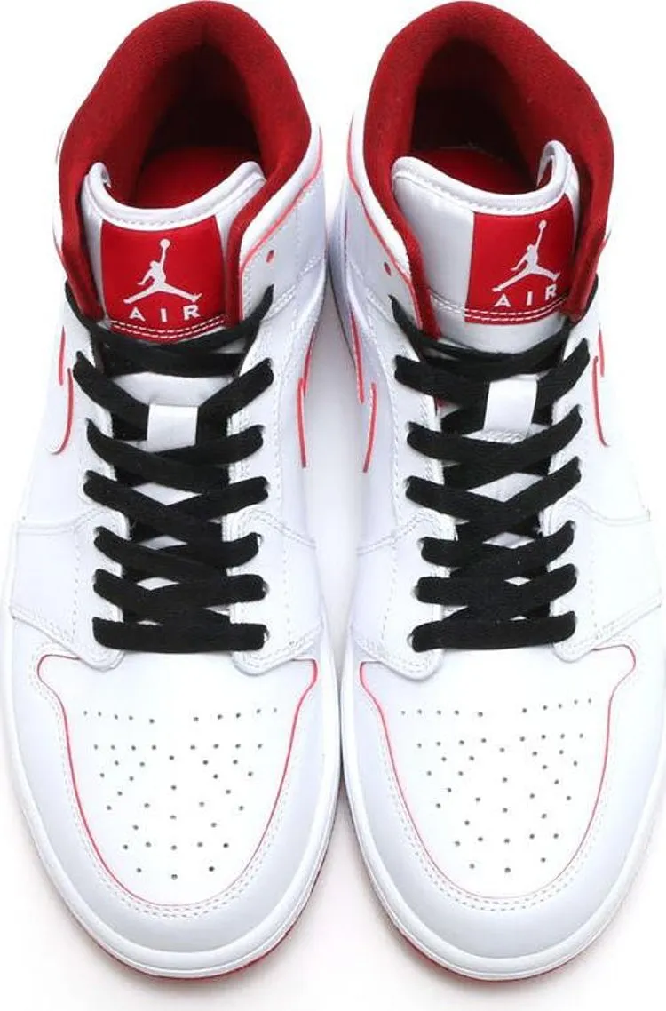 Air Jordan 1 Retro Mid White Gym Red Sneakers