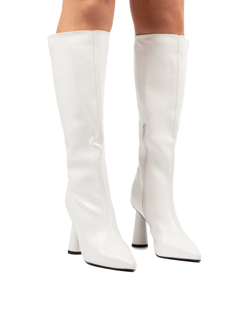 Aislinn White Statement Heel Knee High Boots