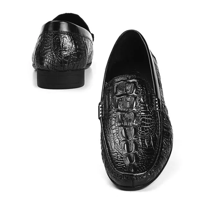 AlliLux Exotic Leather Slip-On Casual Loafers