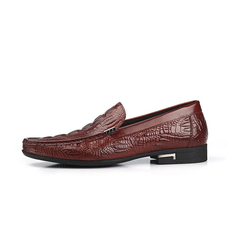 AlliLux Exotic Leather Slip-On Casual Loafers