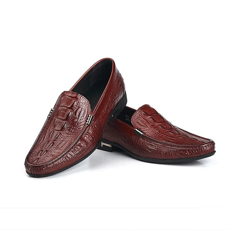 AlliLux Exotic Leather Slip-On Casual Loafers