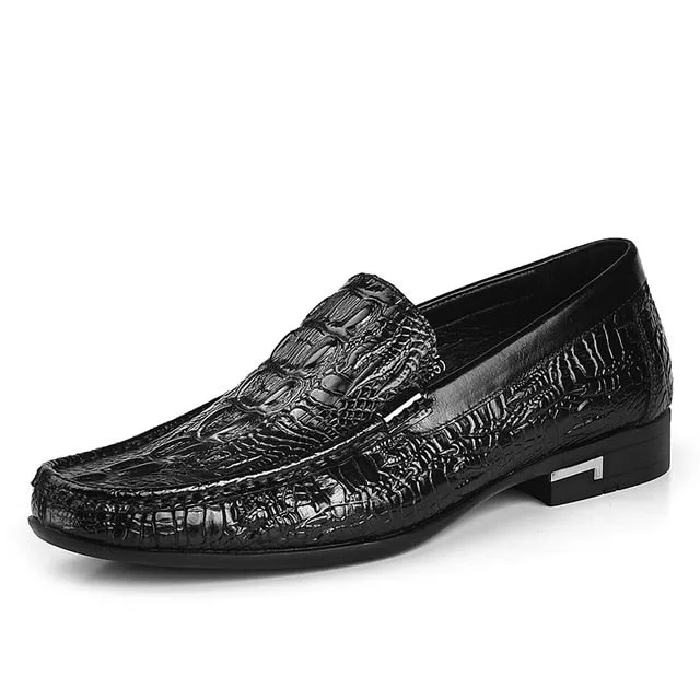 AlliLux Exotic Leather Slip-On Casual Loafers