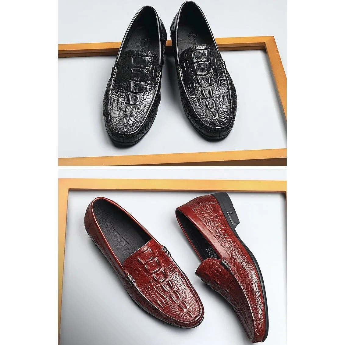 AlliLux Exotic Leather Slip-On Casual Loafers