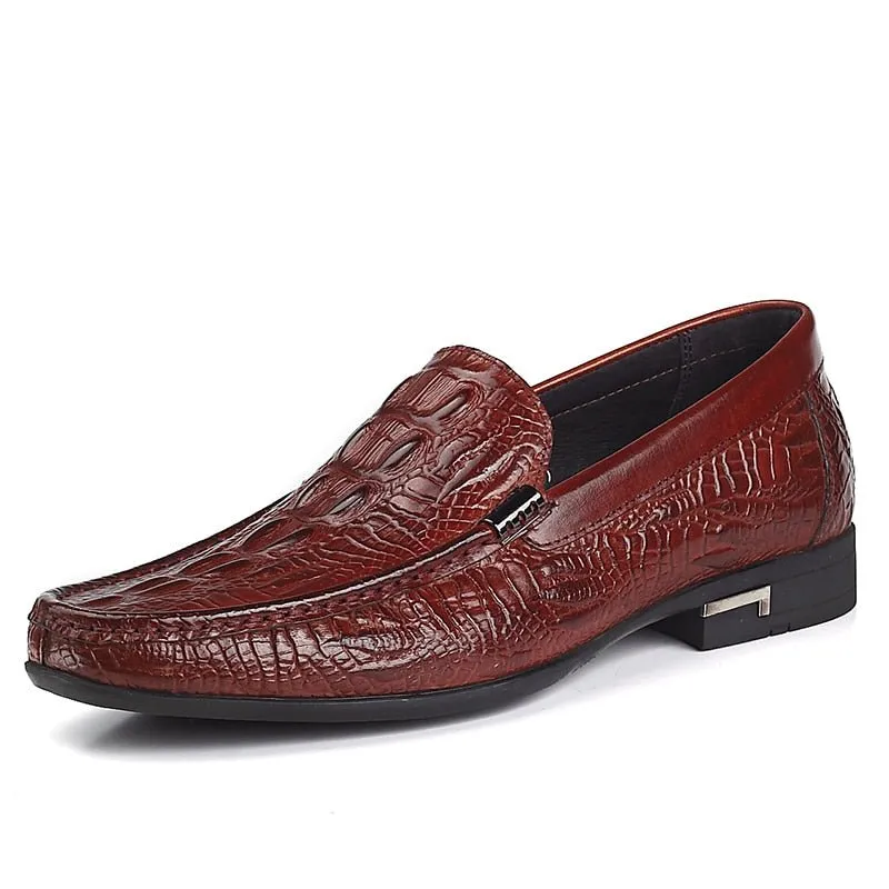 AlliLux Exotic Leather Slip-On Casual Loafers