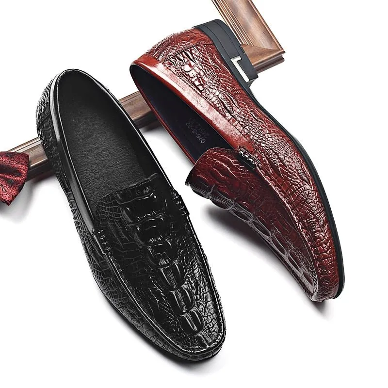 AlliLux Exotic Leather Slip-On Casual Loafers