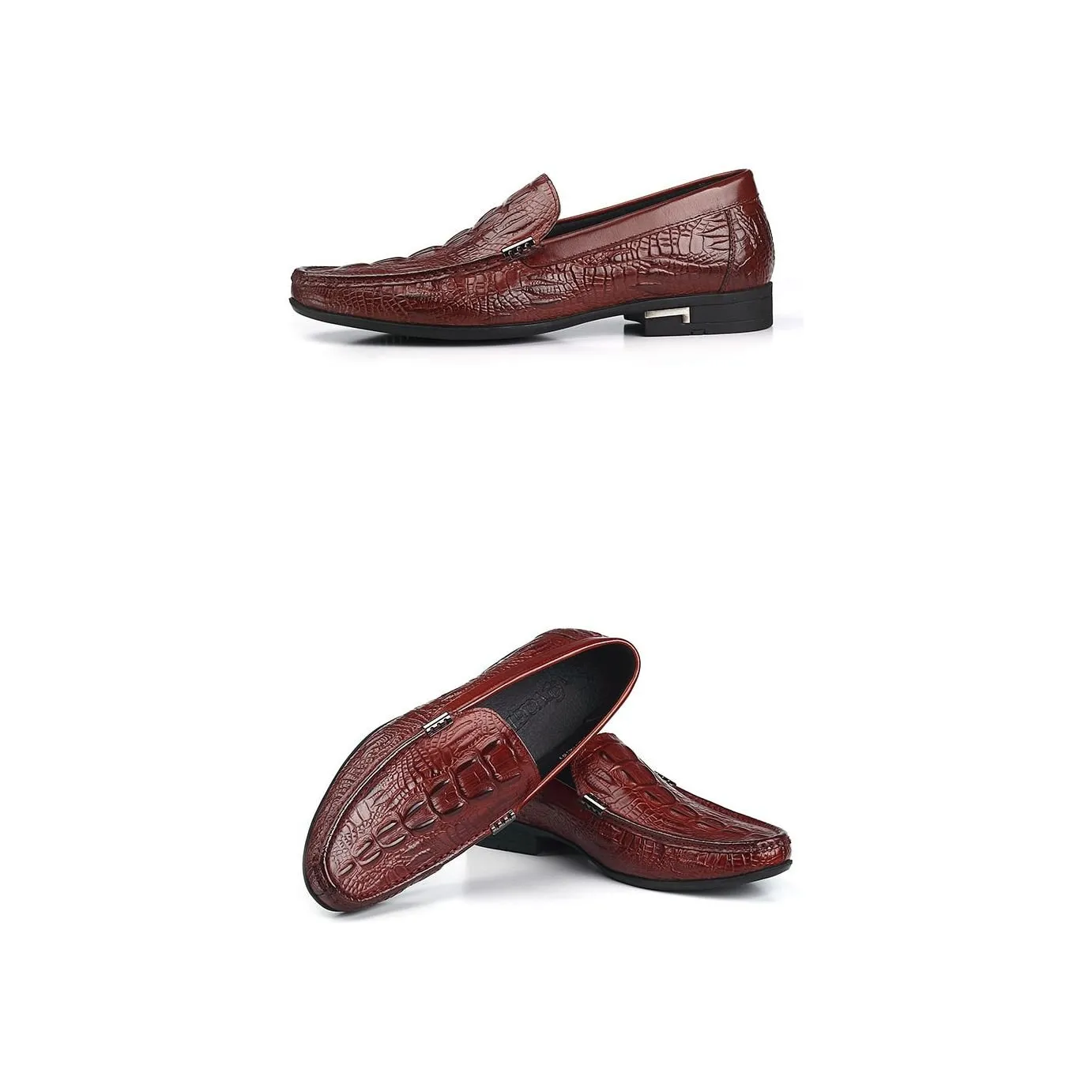 AlliLux Exotic Leather Slip-On Casual Loafers