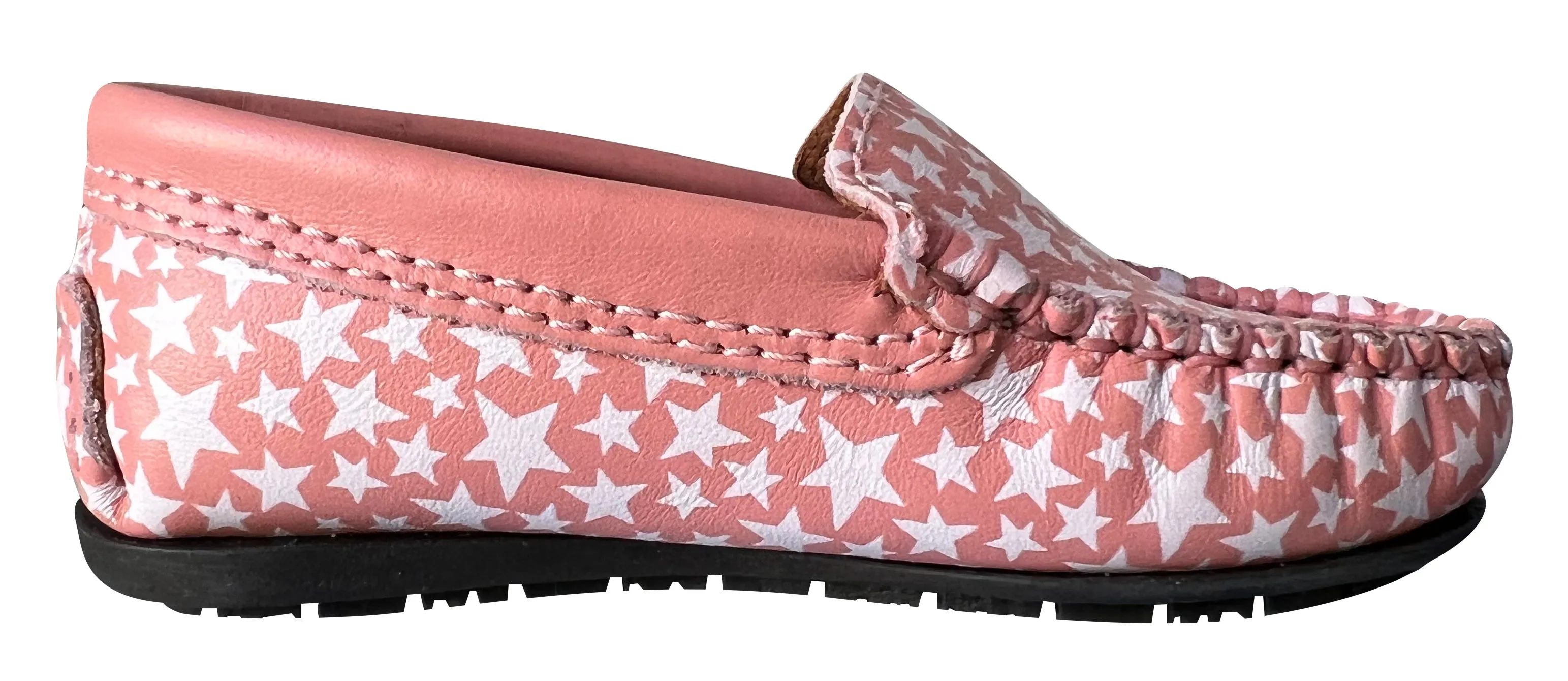 Atlanta Mocassin Girl's and Boy's Star Print Loafers, Coral