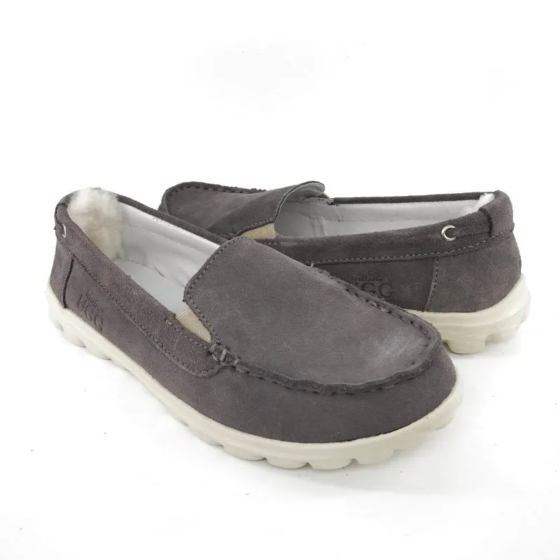 Australian Sheepskin Unisex Casual Flats UGG Moccasin - Grey