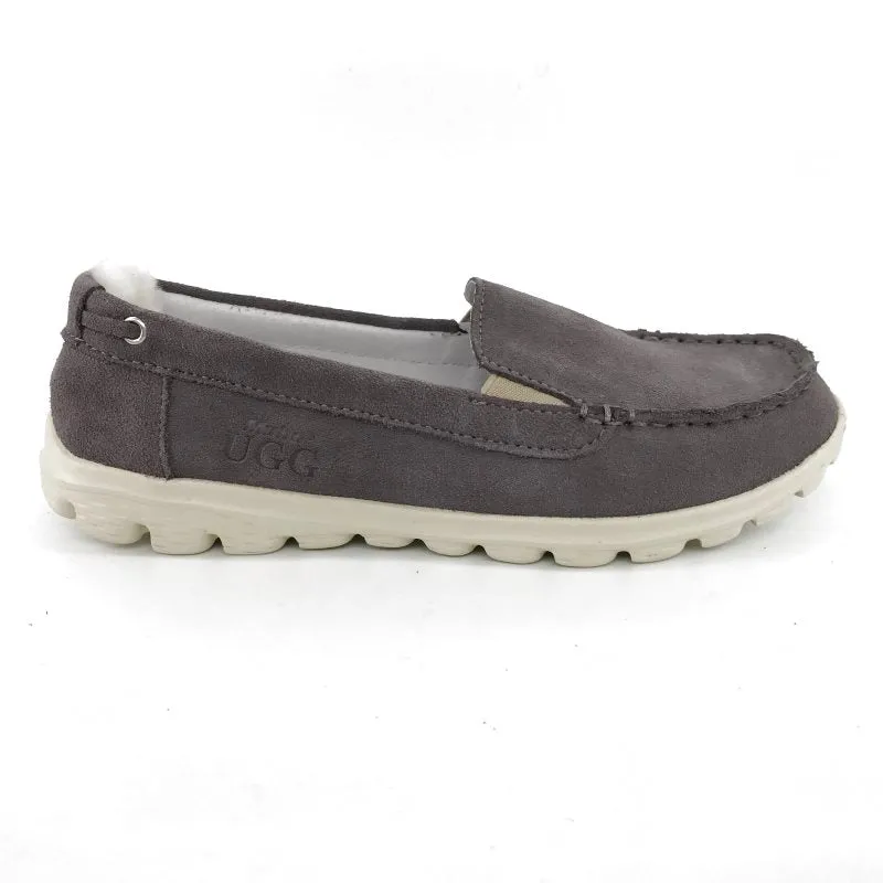 Australian Sheepskin Unisex Casual Flats UGG Moccasin - Grey