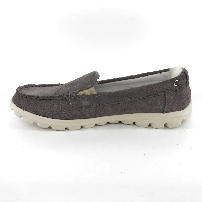 Australian Sheepskin Unisex Casual Flats UGG Moccasin - Grey