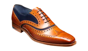 Barker McClean Classic Full Brogue Oxford Shoe - Cedar Calf / Navy Suede