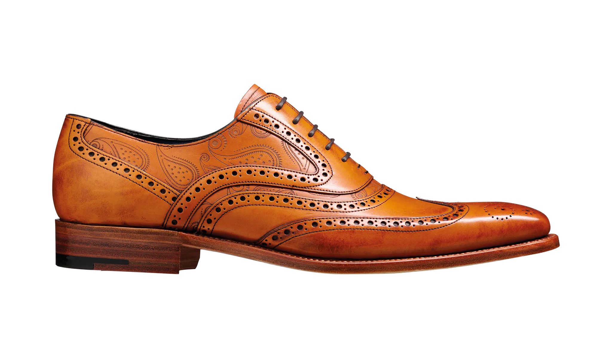 Barker McClean Classic Full Brogue Oxford Shoe - Cedar Calf / Paisley Laser