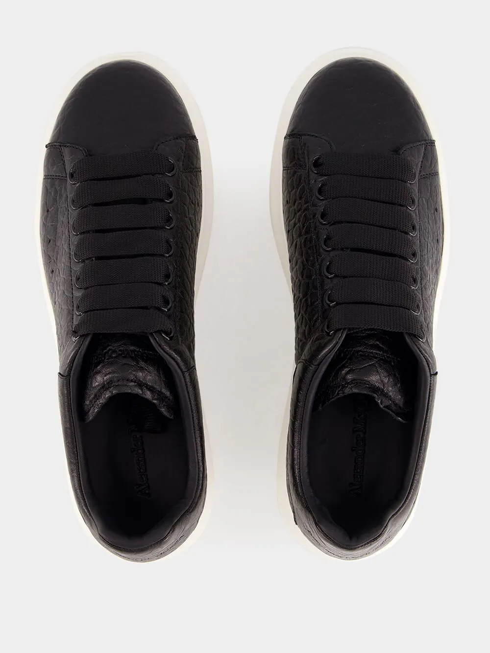 Black Grainy Leather Oversized Sneakers