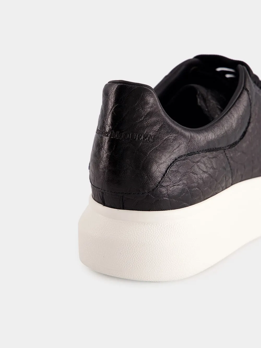 Black Grainy Leather Oversized Sneakers