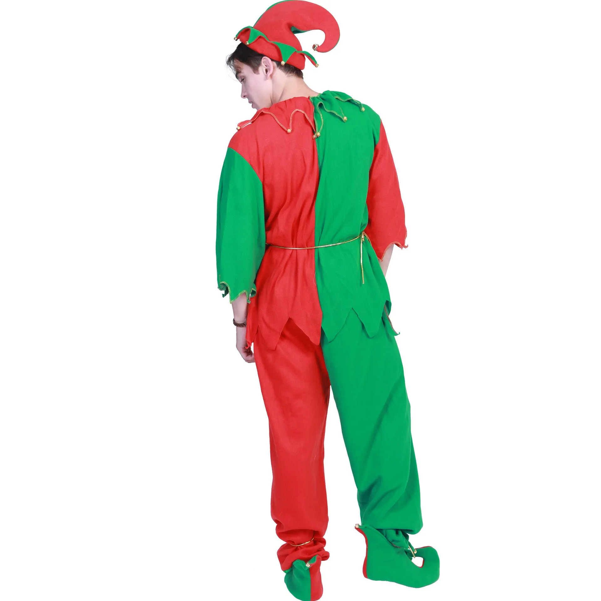 Christmas Elf Parent-child Costume Spirit 7-piece Set Hat Shoes Belt Tops Pants Party Activity Stage Performance Cosplay Holidy