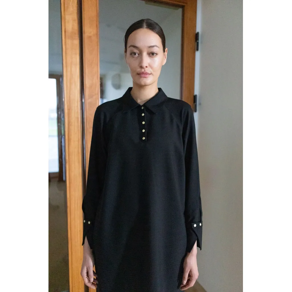 Coster Black Dress with Gold Buttons 233-5457