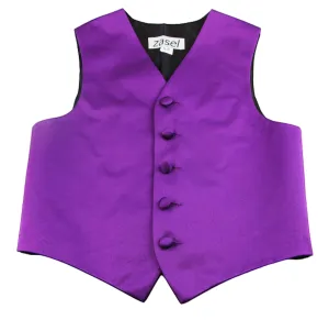 Dark Purple Boys Junior Vest Adjustable Waistcoat