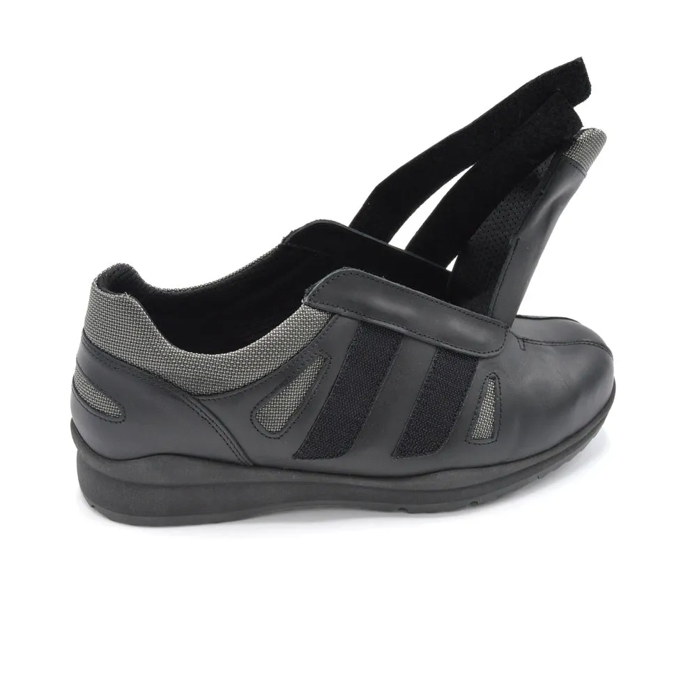 DB Devon - Mens Extra Wide  Velcro Shoe - 6V(6E-8E) Fitting - Black/Grey