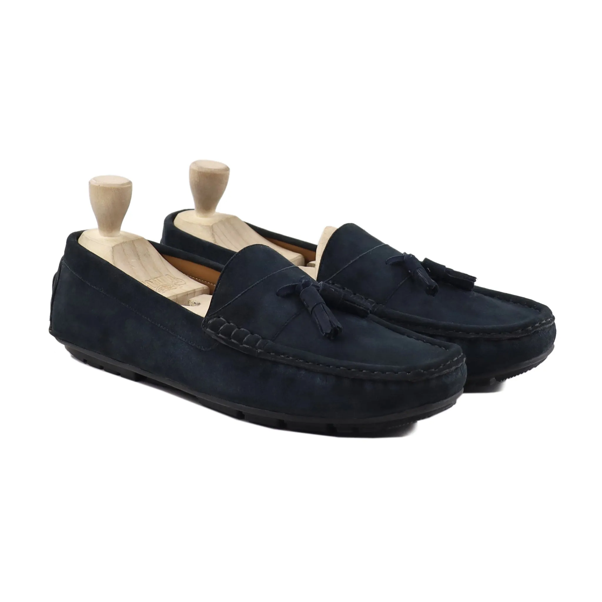 Draper - Men's Navy Blue Kid Suede Driver Shoe