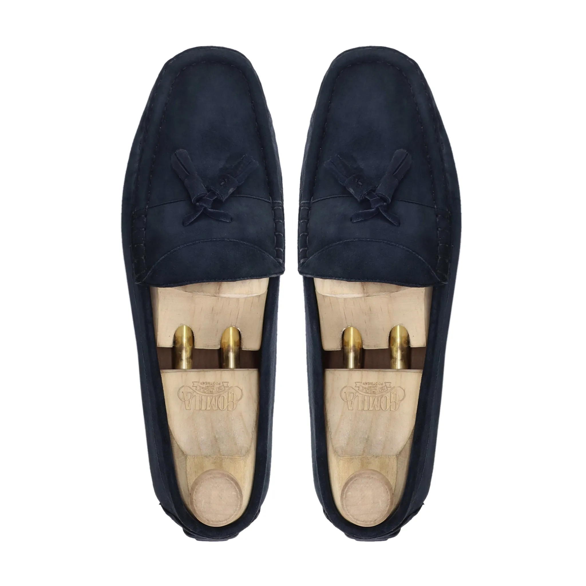 Draper - Men's Navy Blue Kid Suede Driver Shoe