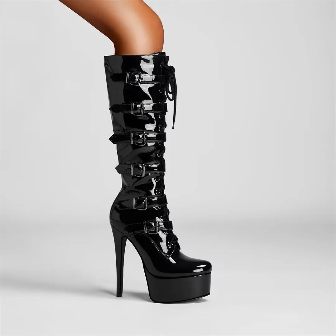 Elegant Crystal Pointed Toe Heel Boots