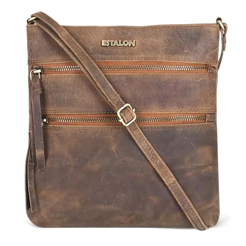 ESTALON Leather Crossbody Bags for Women - Trendy Cross body Purses for Women - Ladies Handbags - Women's Shoulder Sling Bags - Gifts for Her - Wood