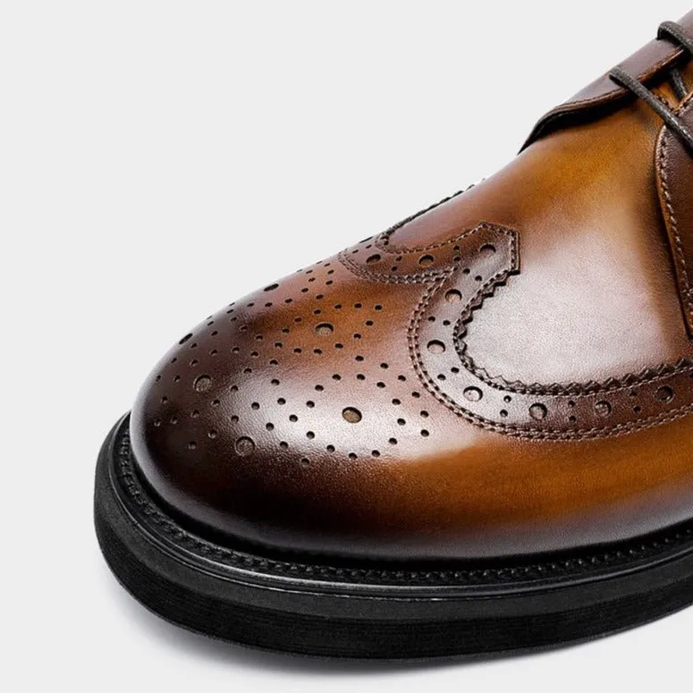 ExoticLux Genuine Leather Lace-Up Brogues