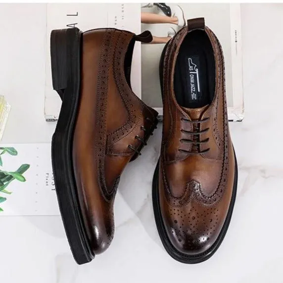 ExoticLux Genuine Leather Lace-Up Brogues