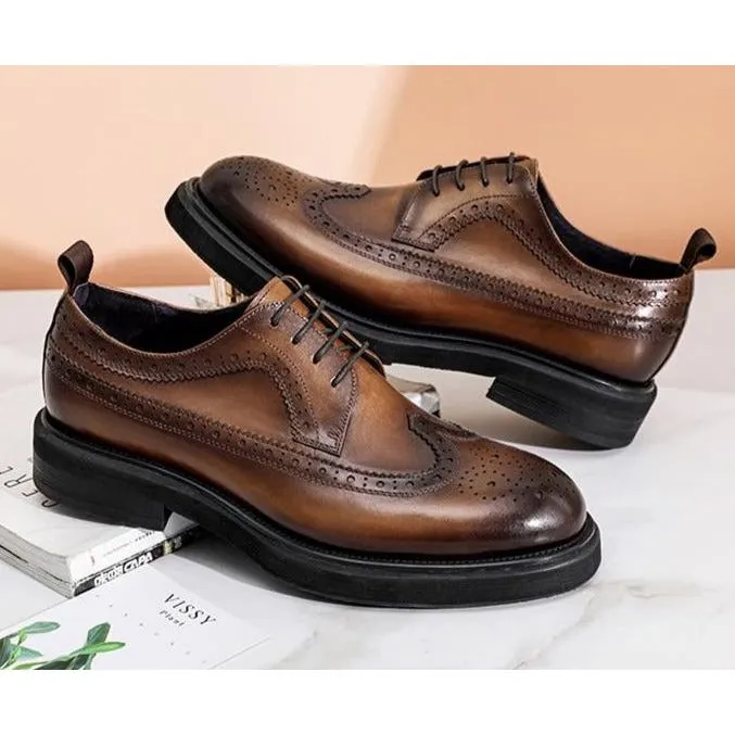 ExoticLux Genuine Leather Lace-Up Brogues