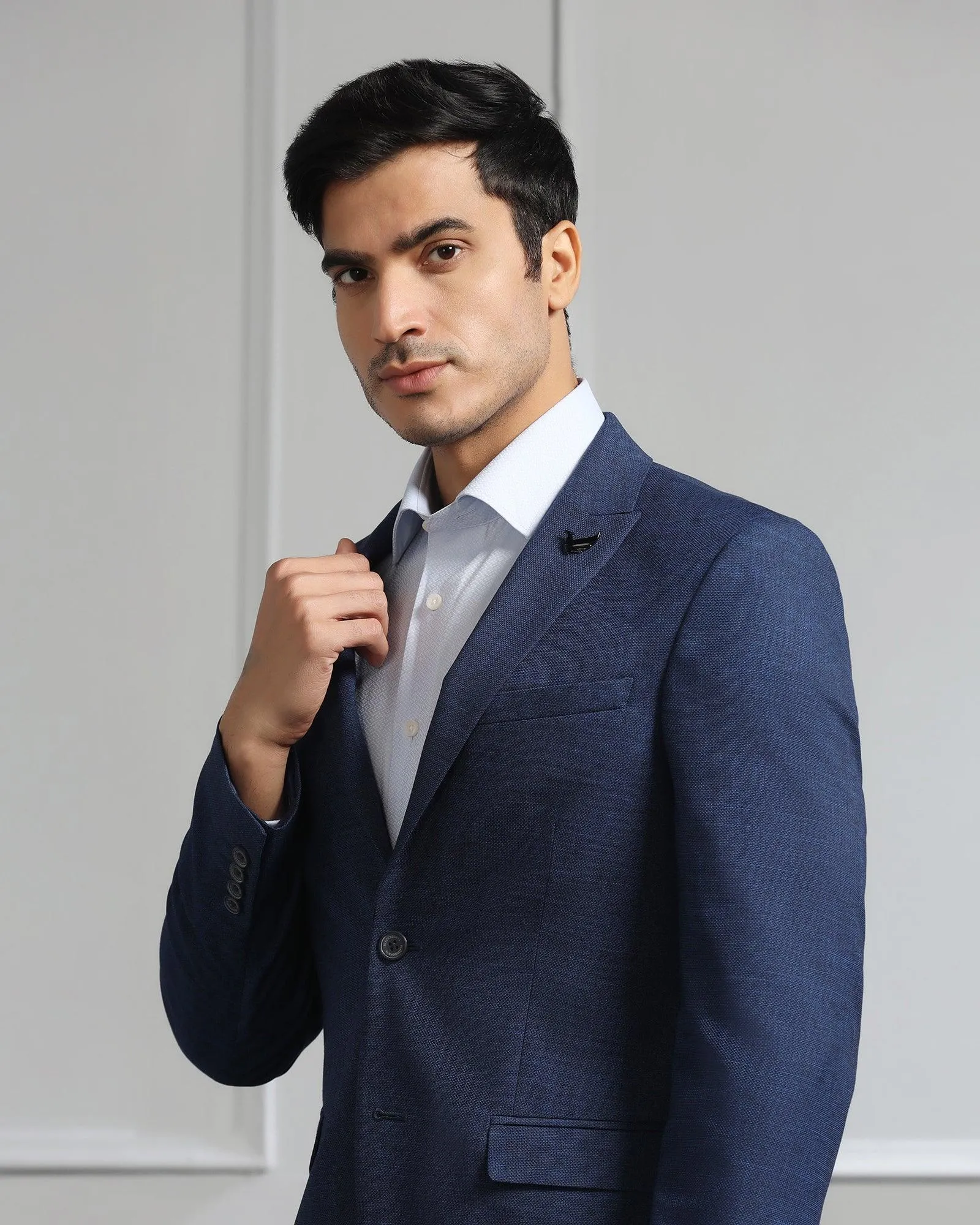 Formal Navy Textured Blazer - Bennett