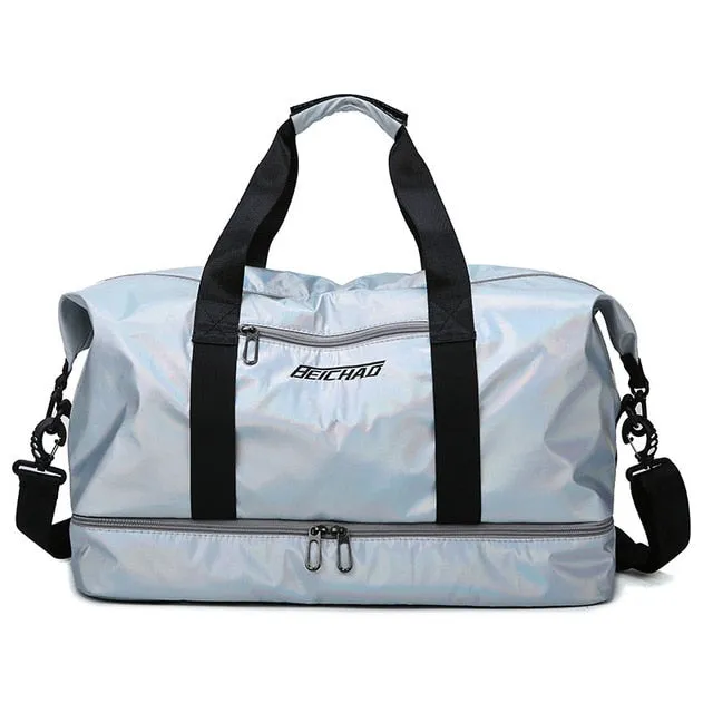 Gym Bag Pearlescent for Women With Shoes Pocket