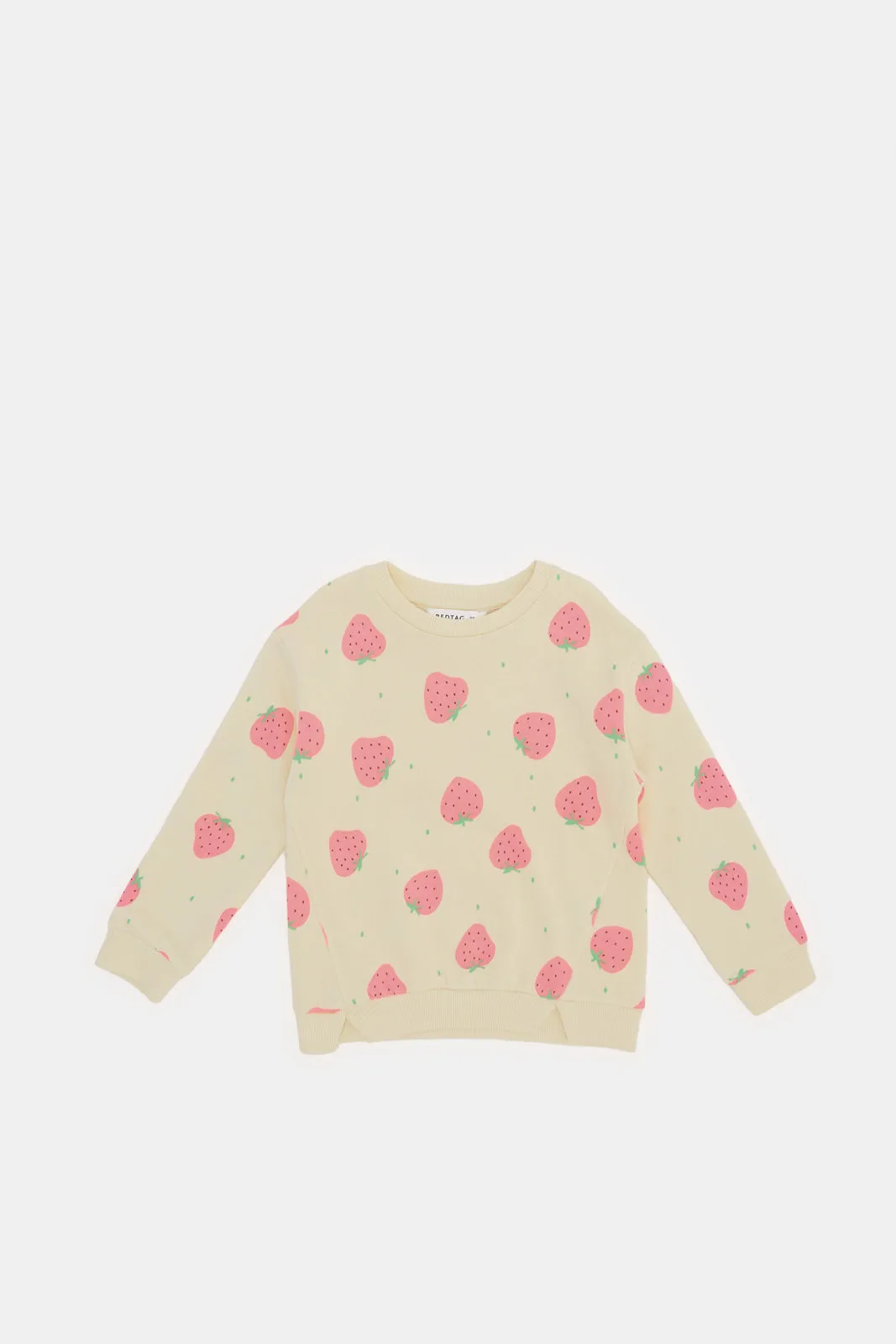 Infant Girls Ivory Strawberry Print Sweatshirt