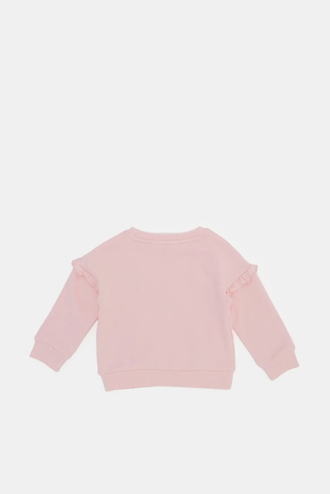 Infant Girls Pink Floral Embellished Sweatshirt