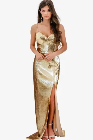 Jadore JX2044 Dazzling Gold Sequin Bustier Gown