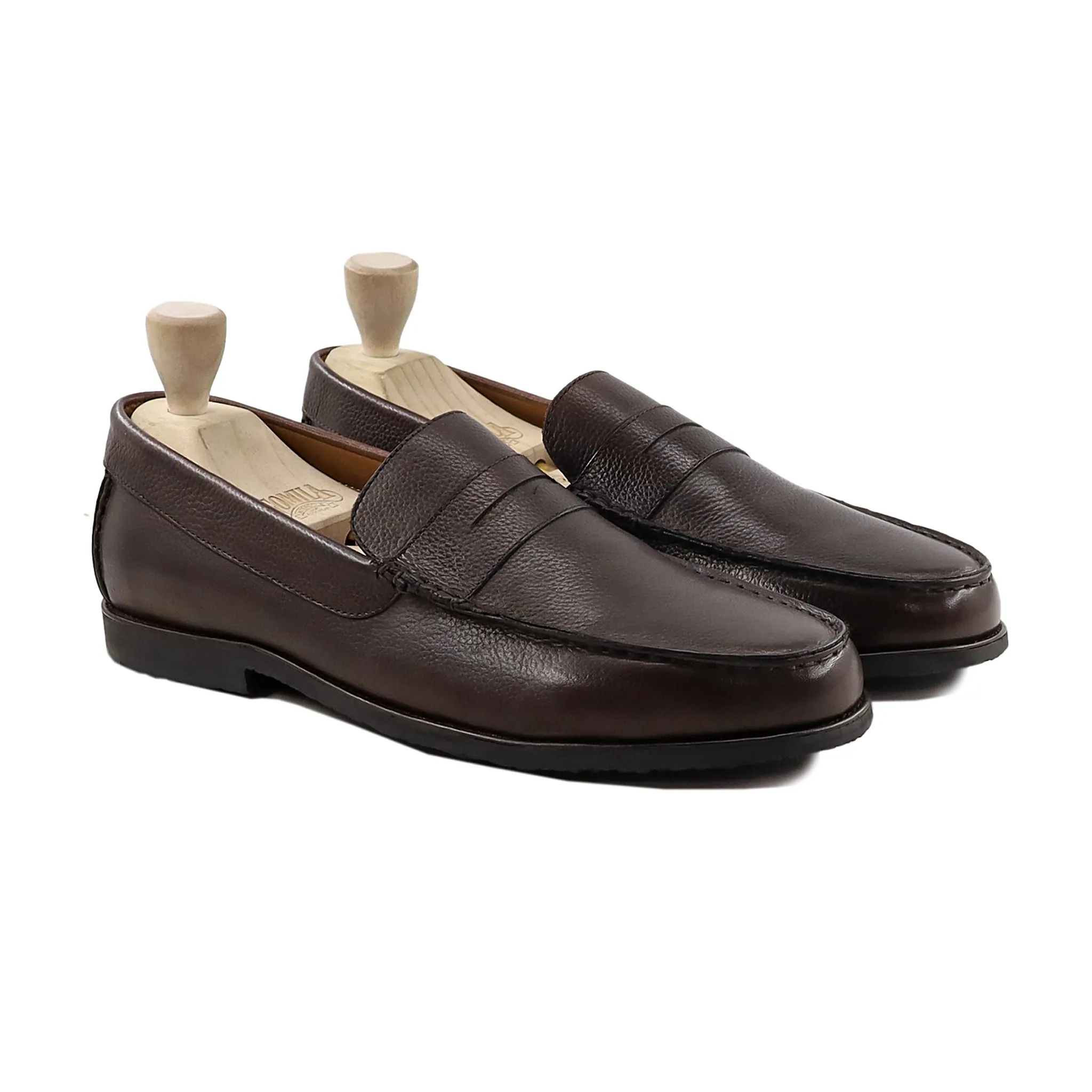 Jazlyn - Men's Dark Brown Pebble Grain Leather Loafer