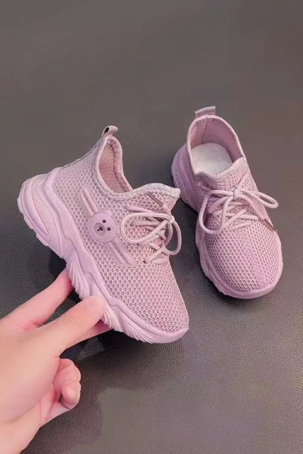 Kid's Bear-Themed Knit Sneakers