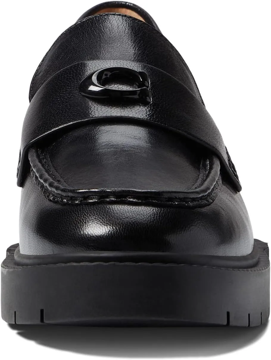 Leah Leather Loafer COACH, black