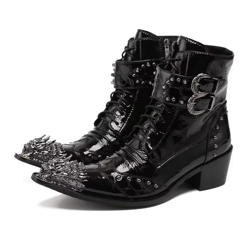 LeatherLux Exotic Embossed Chic Dress Boots