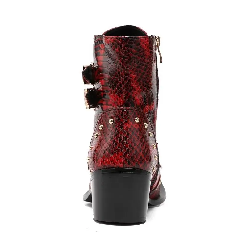 LeatherLux Exotic Embossed Chic Dress Boots