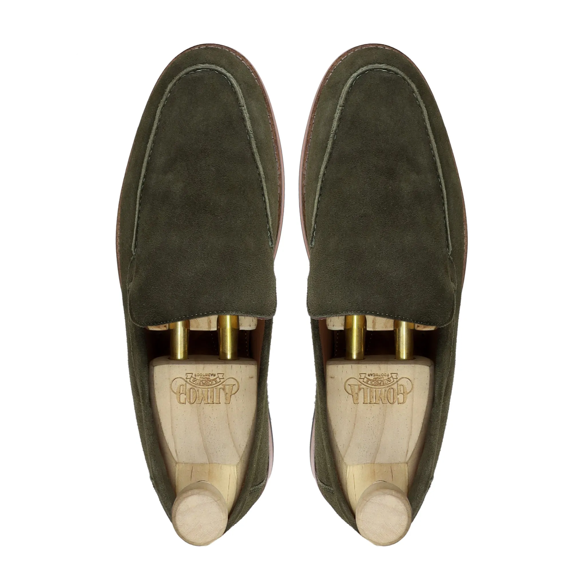 Lub - Men's Olive Green Kid Suede Loafer