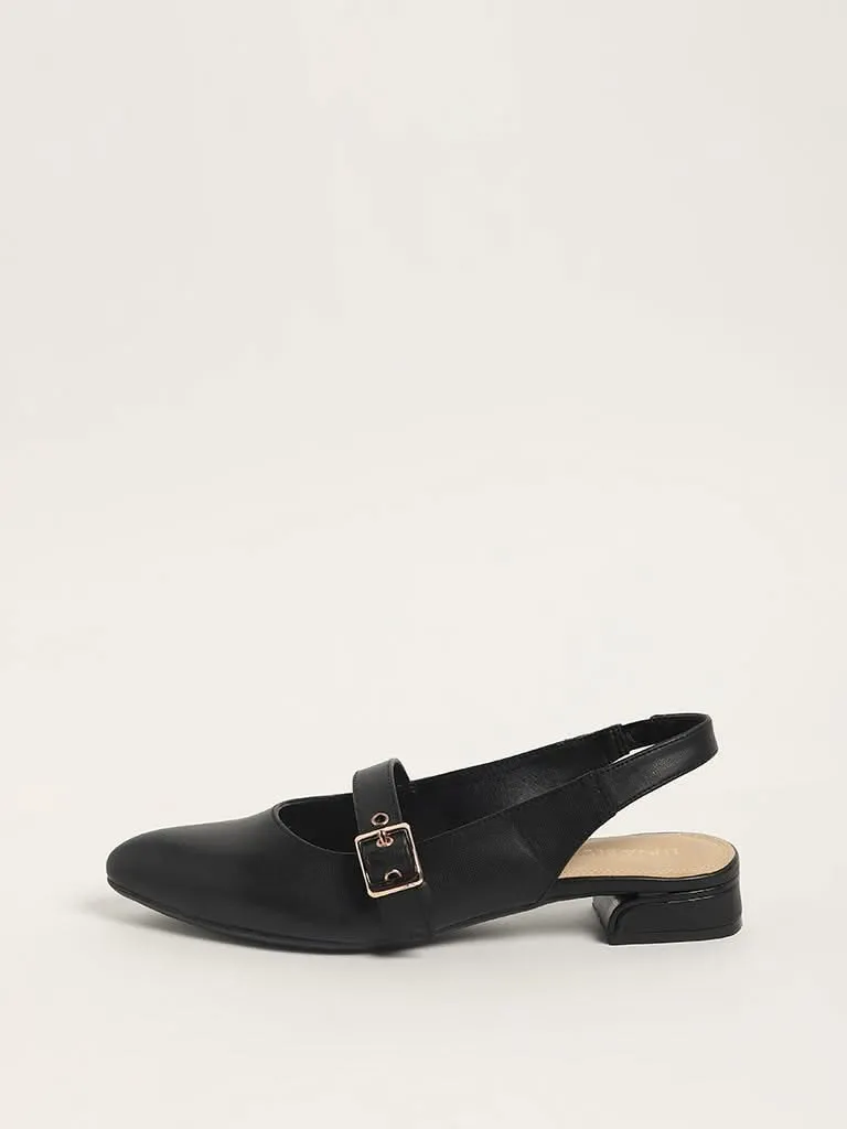 LUNA BLU Black Strappy Slingback Mules