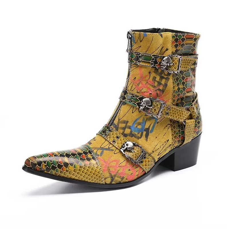 LuxeCroc Pattern Leather Dress Boots