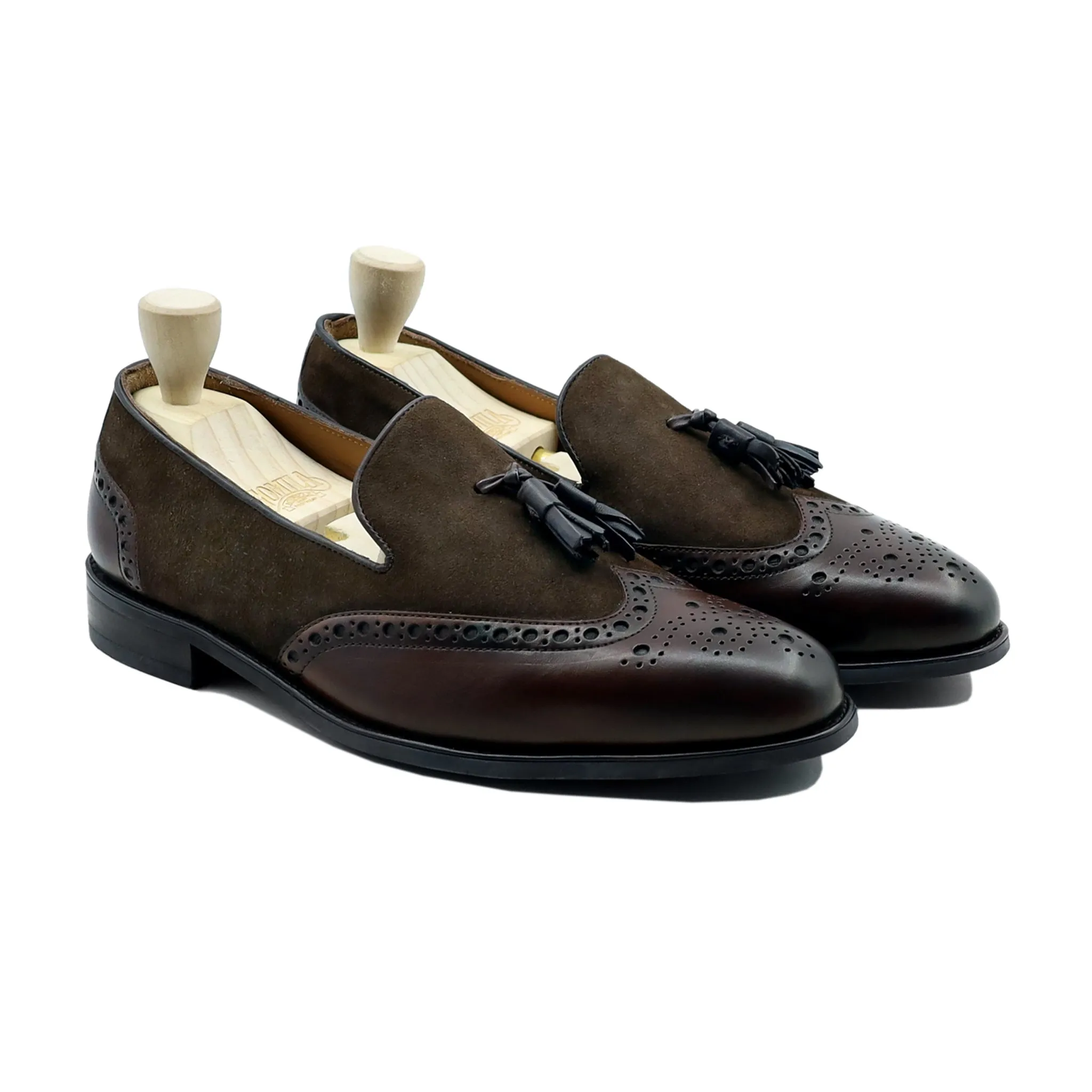 Maren - Men's Brown Calf Leather and Kid Suede Laofer