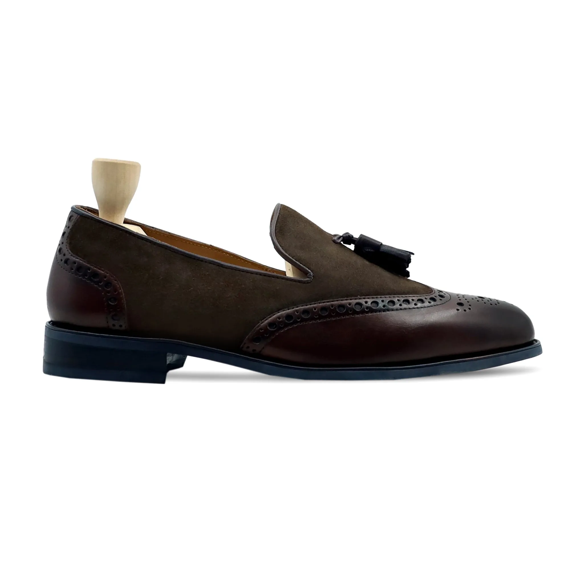 Maren - Men's Brown Calf Leather and Kid Suede Laofer