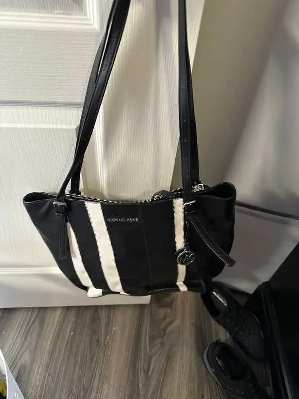 Megan Large Striped Leather Tote Bag