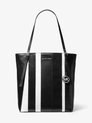 Megan Large Striped Leather Tote Bag