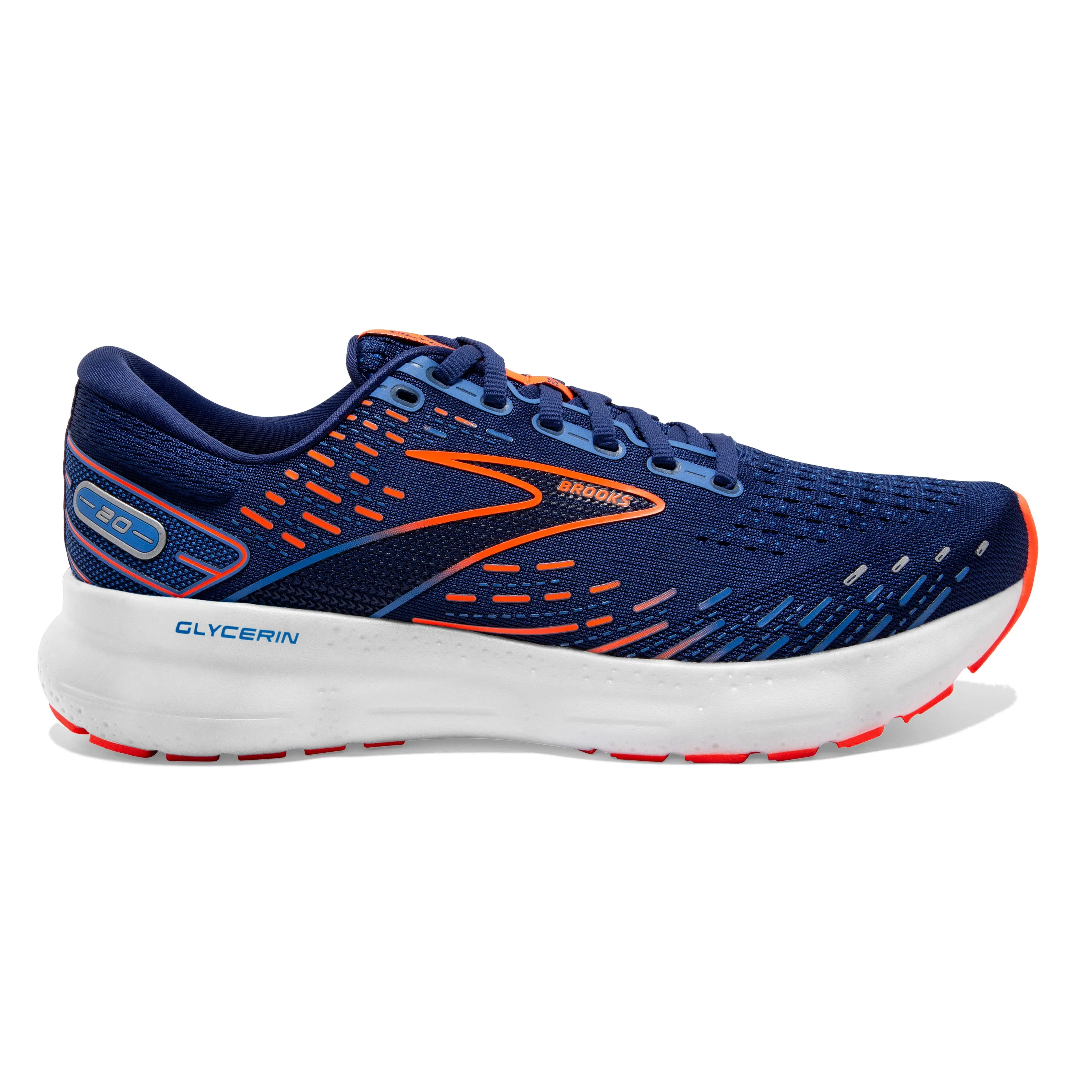 Men's Brooks Glycerin 20 Color:  Blue Depths/Palace Blue/Orange