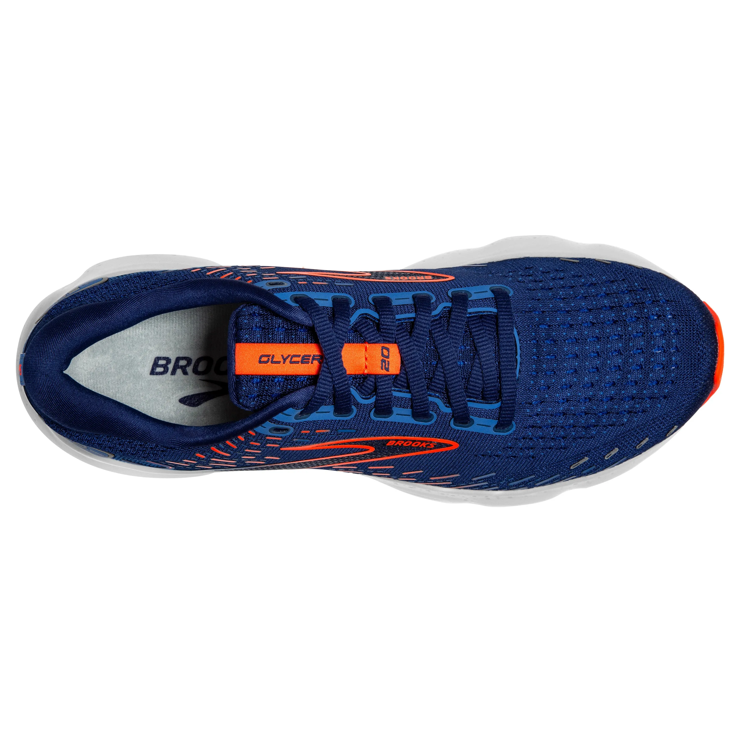 Men's Brooks Glycerin 20 Color:  Blue Depths/Palace Blue/Orange